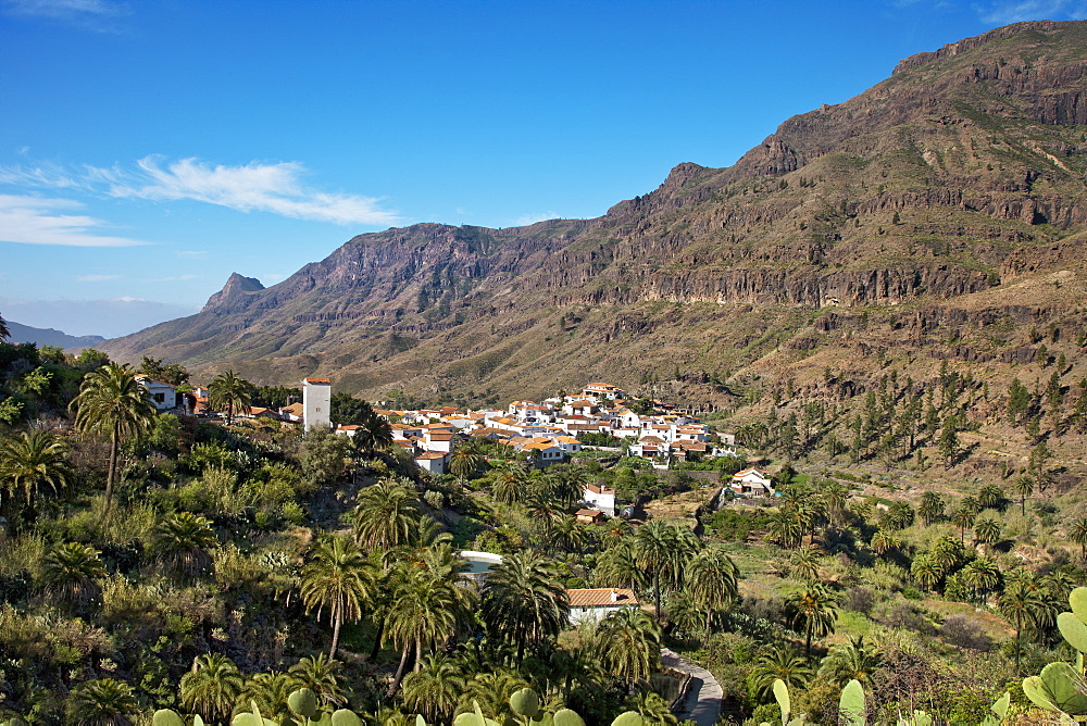 View of the village of Fataga, Gran Canaria, Canary Islands, Spain, Europe