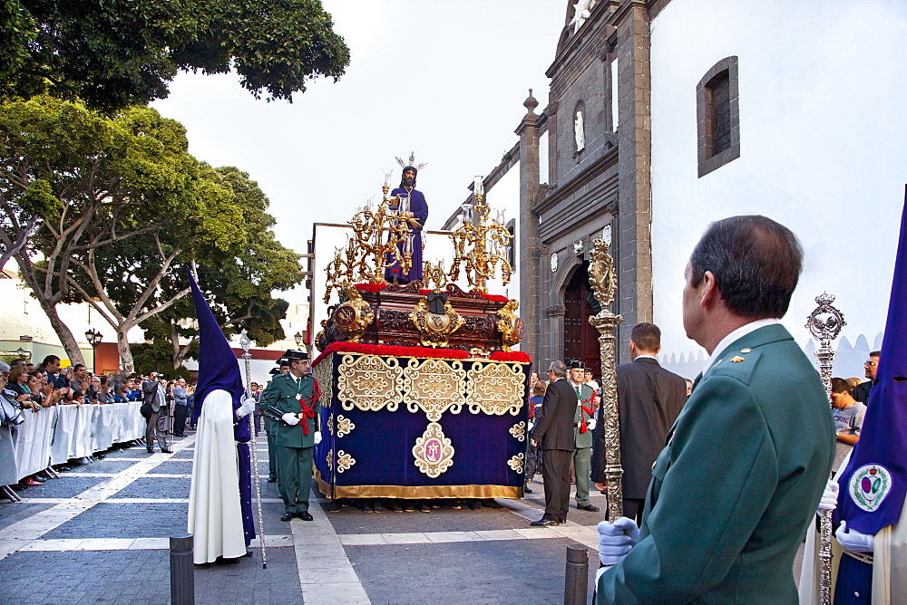 Easter procession at Palm Sunday in front of the church Santo Domingo at the old town, Vegueta, Las Palmas, Gran Canaria, Canary Islands, Spain, Europe