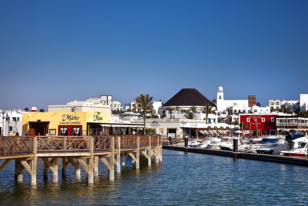 View of new harbour, Marina Rubicon, Playa Blanca, Lanzarote, Canary Islands, Spain, Europe