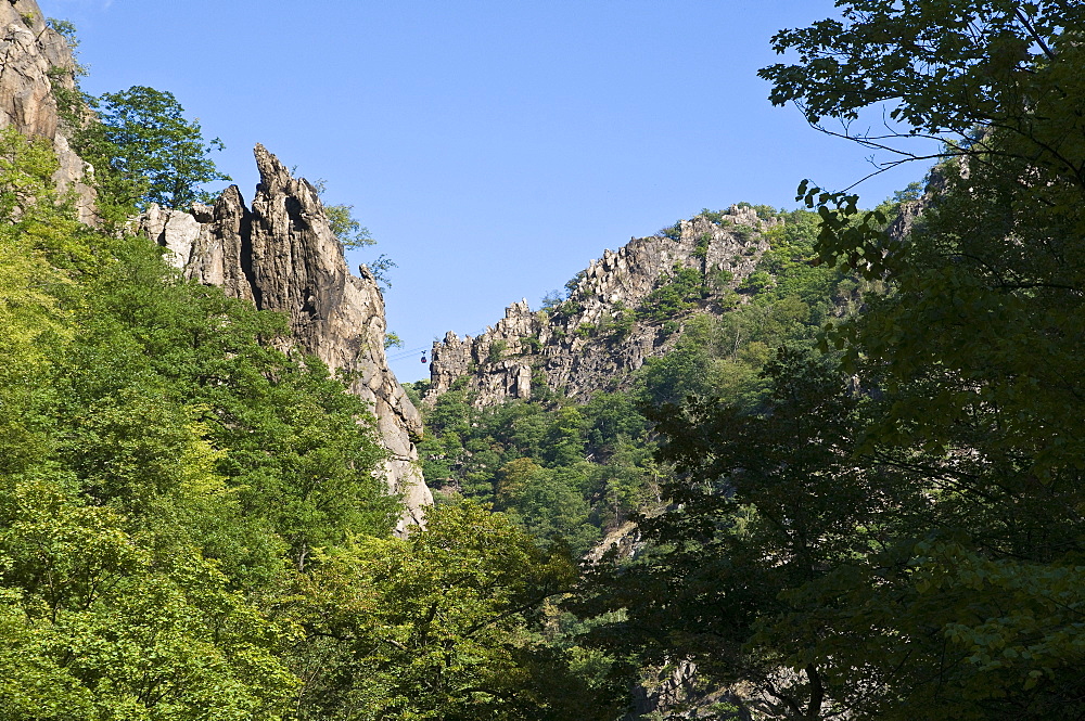 Bode Valley, aerial railway to Hexentanzplatz, Thale, Harz, Saxony-Anhalt, Germany