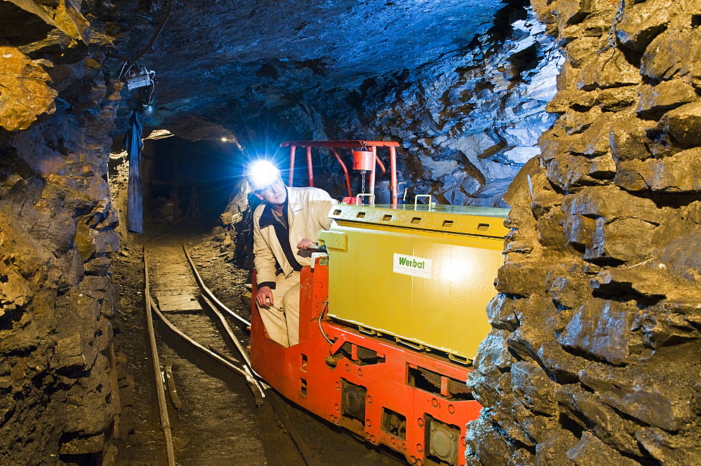 Mine railway, Mining Museum Rabensteiner Stollen, Netzkater, Illfeld, Harztor, Thuringia, Germany