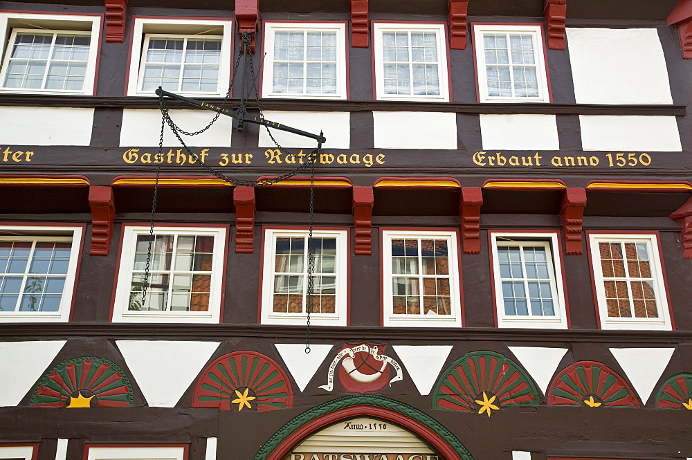 Scale house, Half Timbered House, down town, Osterode am Harz, Harz, Lower Saxony, Germany