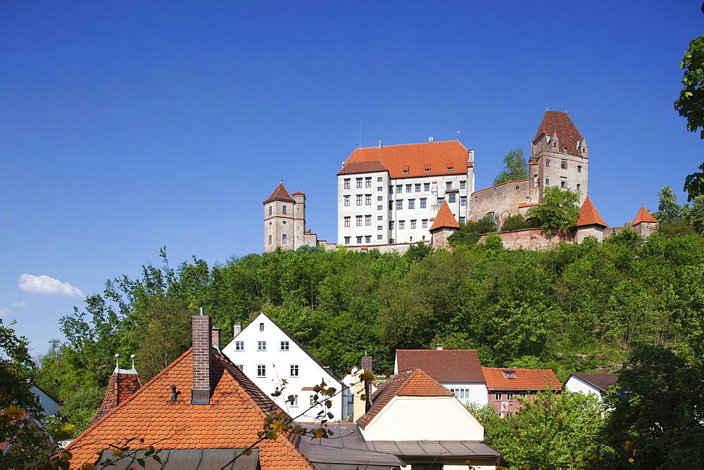 Trausnitz castle above the town of Landshut, Lower Bavaria, Bavaria, Germany, Europe