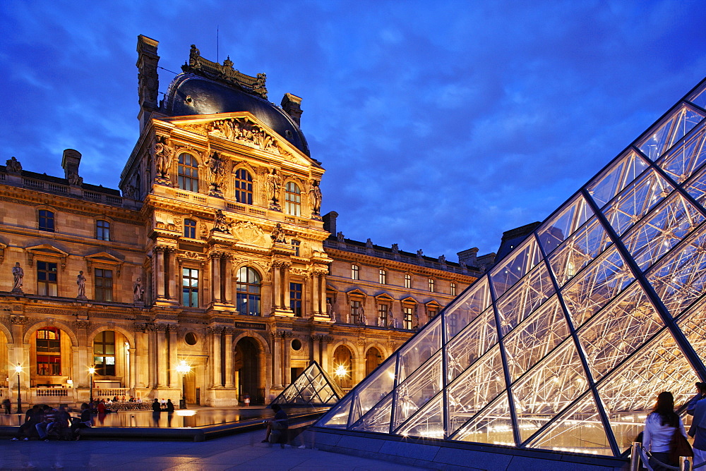 Louvre and the pyramid by I.M. Pei, Paris, France, Europe