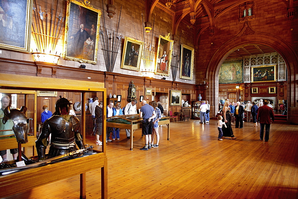 Visitors in the exibition at Kings Hall in Bamburgh Castle, Bamburgh, Northumberland, England, Great Britain, Europe