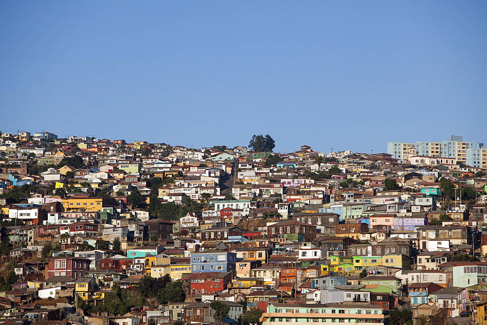 Colorful houses on hillside, Valparaiso, Chile, South America