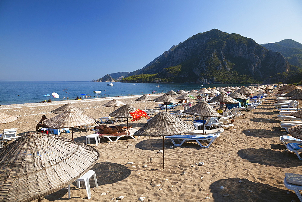 Olympos Beach near ancient Olympos, Cirali, lycian coast, Lycia, Mediterranean Sea, Turkey, Asia