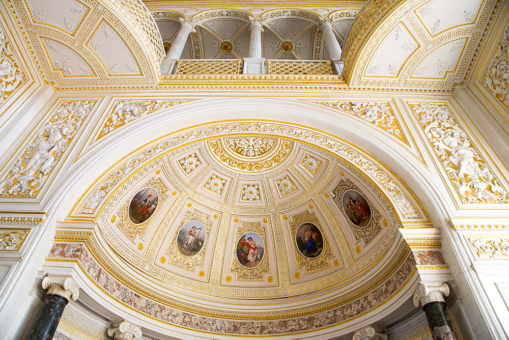 Ceiling inside of The Hermitage museum complex, St. Petersburg, Russia, Europe