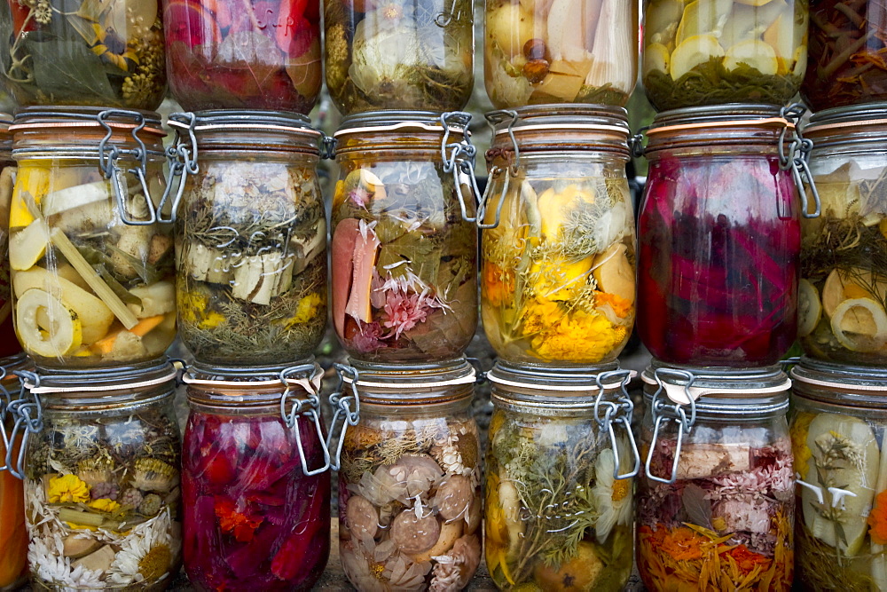 Preserving jars with fruit and vegetables, Germany