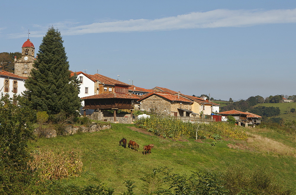 Horreo, traditionel storehouse, granary, Torazo, near Infiesto, province of Asturias, Principality of Asturias, Northern Spain, Spain, Europe