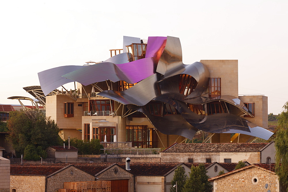 Hotel Marques de Riscal, architect Frank Gehry, Bodega Herederos del Marques de Riscal, winery, Elciego, village, La Rioja Alavesa, province of Alava, Basque Country, Euskadi, Northern Spain, Spain, Europe