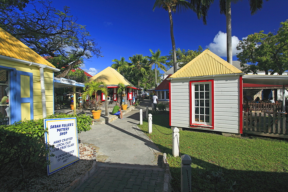 Houses at Redcliff Quay in the sunlight, Saint John's, Antigua, West Indies, Caribbean, Central America, America