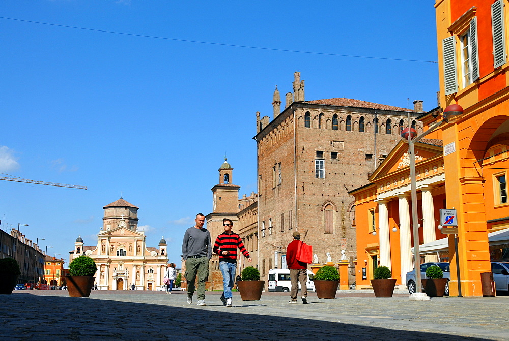 Piazza dei Martiri and Palazzo dei Pio, town hall, in Carpi, Emilia-Romagna, Italy