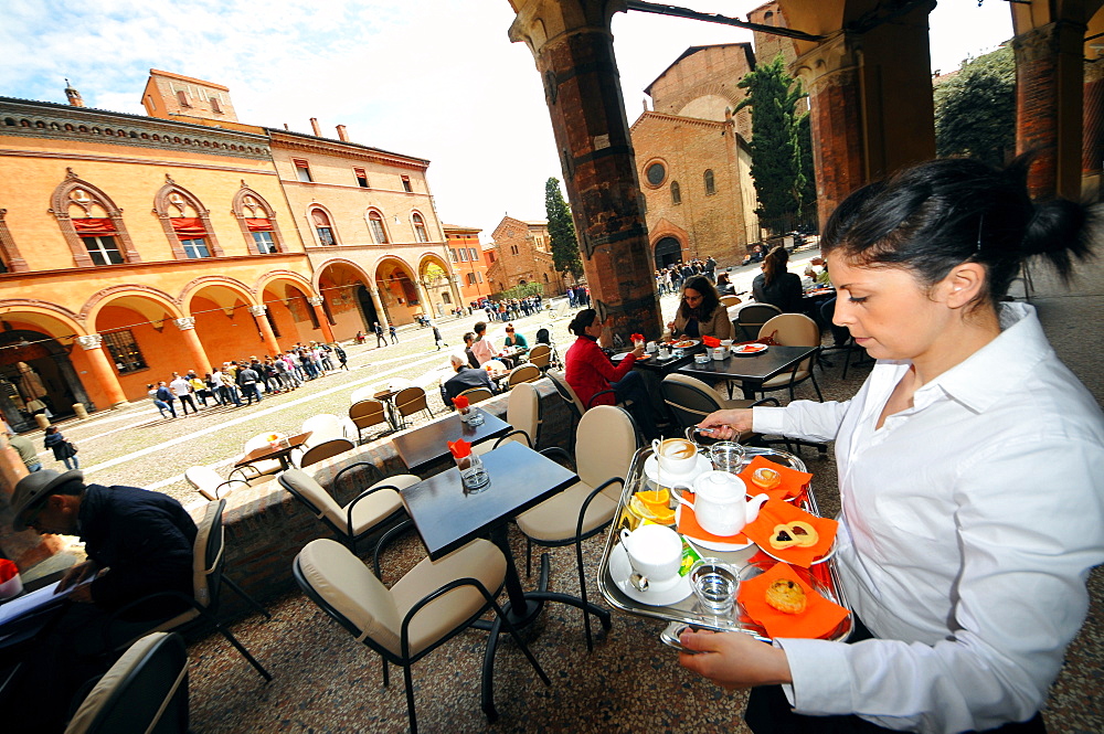 Cafe on Santo Stefano square, Bologna, Emilia-Romagna, Italyly