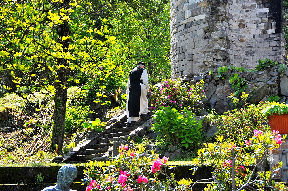 Monk in Abbazia di Piona, east coast of lake Como, Lombardia, Italy