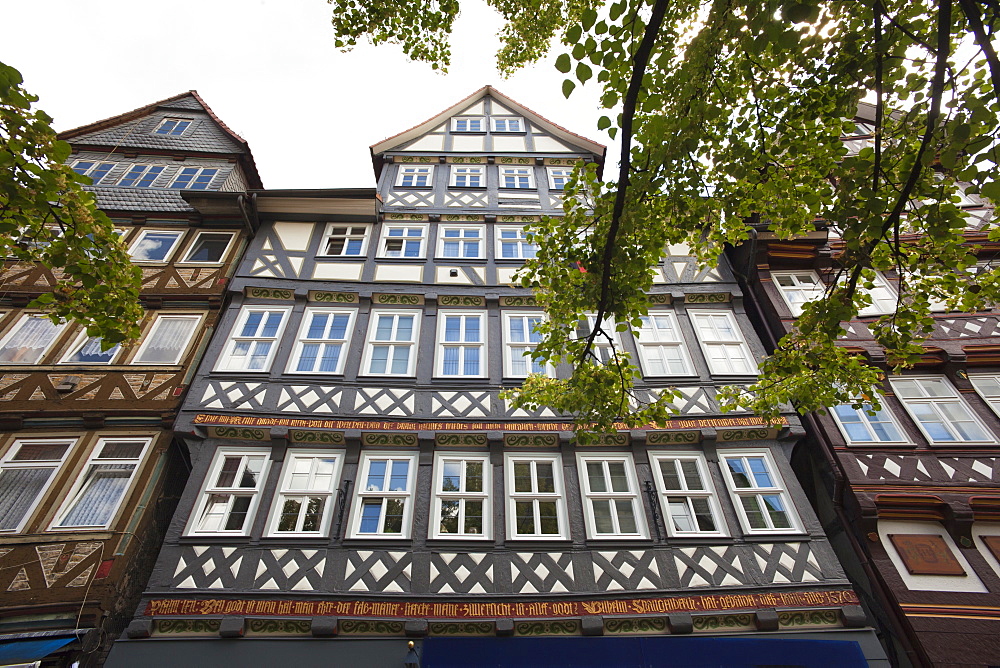 Half timbered houses at the old town, Hannoversch Muenden, Weser Hills, North Lower Saxony, Germany, Europe