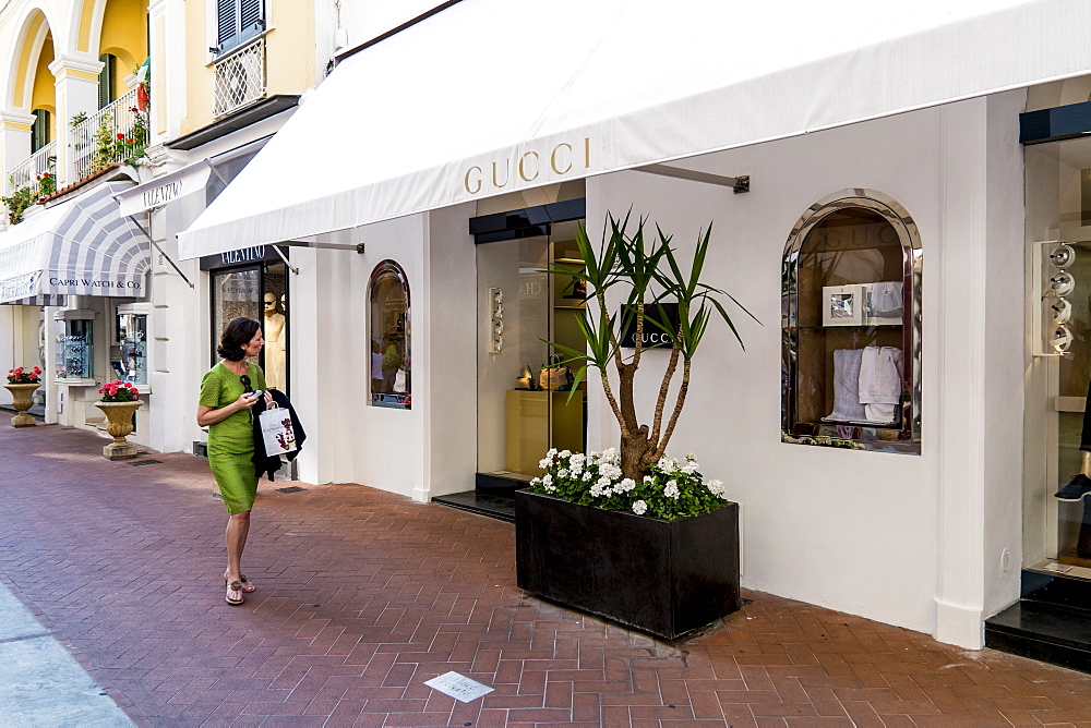 shopping street in capri city, island of capri, Italiy