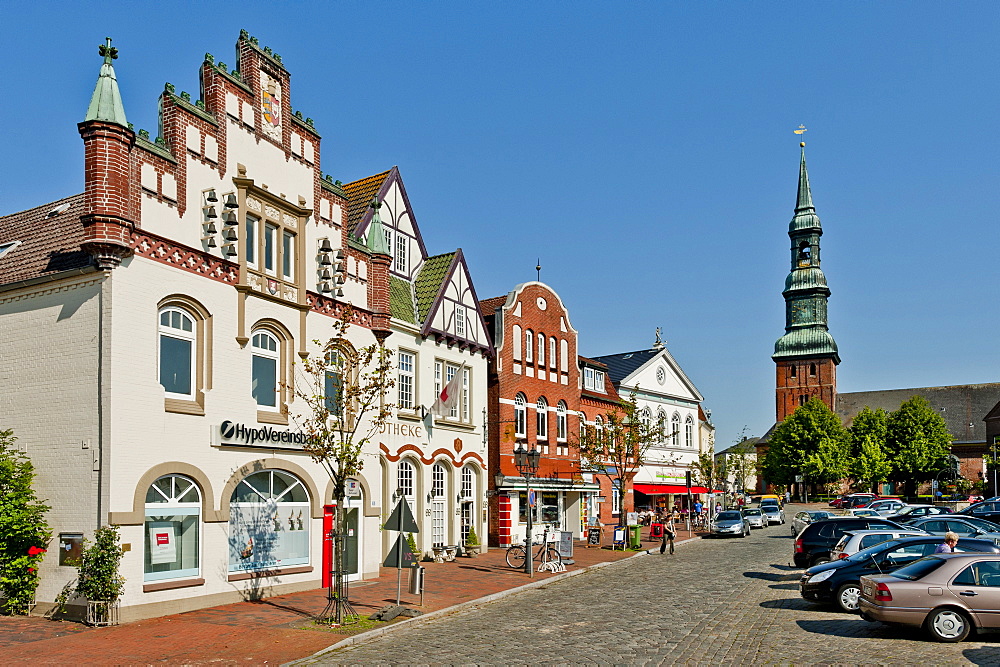 Market place of Toenning, Northern Frisia, Schleswig Holstein, Germany