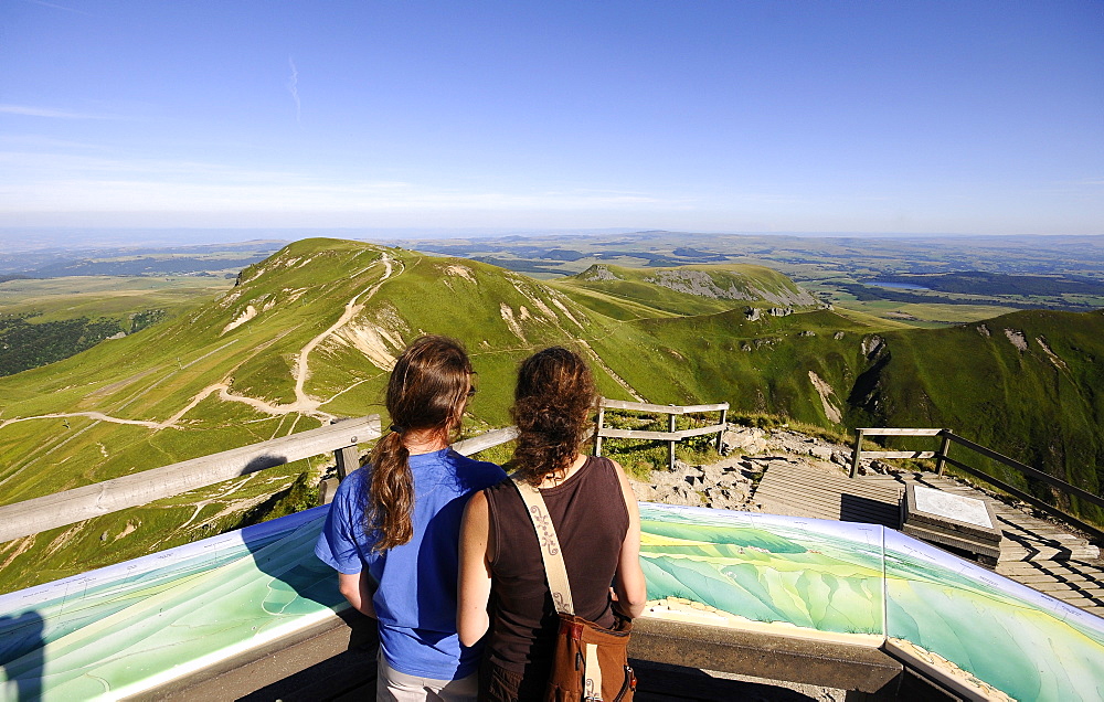 People on the Puy de Sancy volcano, Monts Dore, Volcano Auvergne, France, Europe