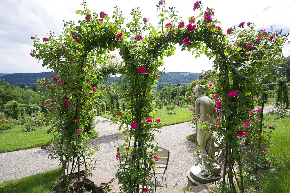 Statue at the rose garden auf dem Beutig, Baden-Baden, Black Forest, Baden-Wuerttemberg, Germany, Europe