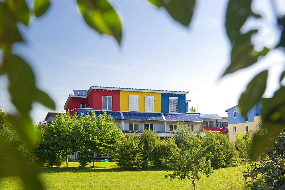 Passive house in the Rieselfeld quarter, Freiburg im Breisgau, Black Forest, Baden-Wuerttemberg, Germany, Europe