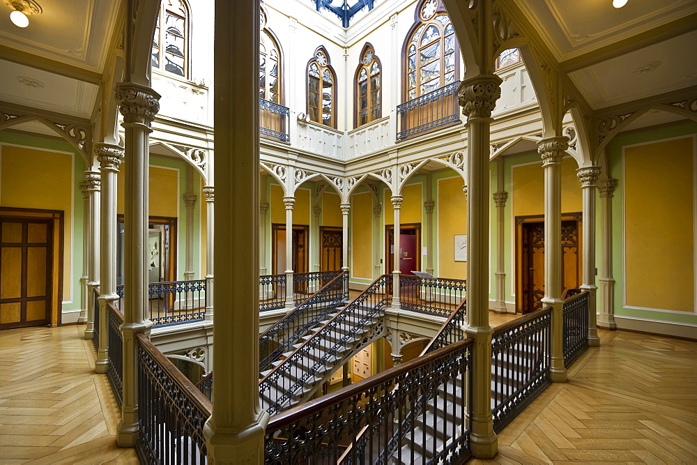 Stairway inside of the Colombischloessle, Archeological Museum, Freiburg im Breisgau, Black Forest, Baden-Wuerttemberg, Germany, Europe