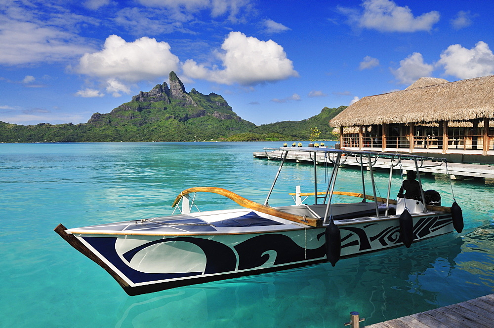 Mount Otemanu and Saint Regis Bora Bora Resort, Bora Bora, Society Islands, French Polynesia, Windward Islands, South Pacific