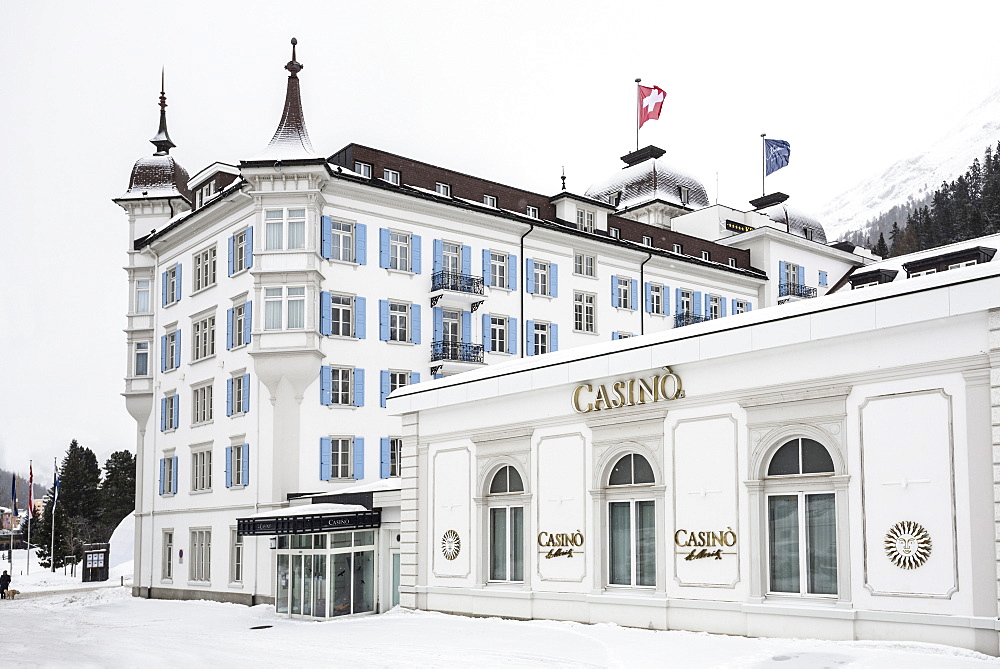 Casino and Steigenberger Hotel, St. Moritz, Engadine valley, Upper Engadin, Canton of Graubuenden, Switzerland