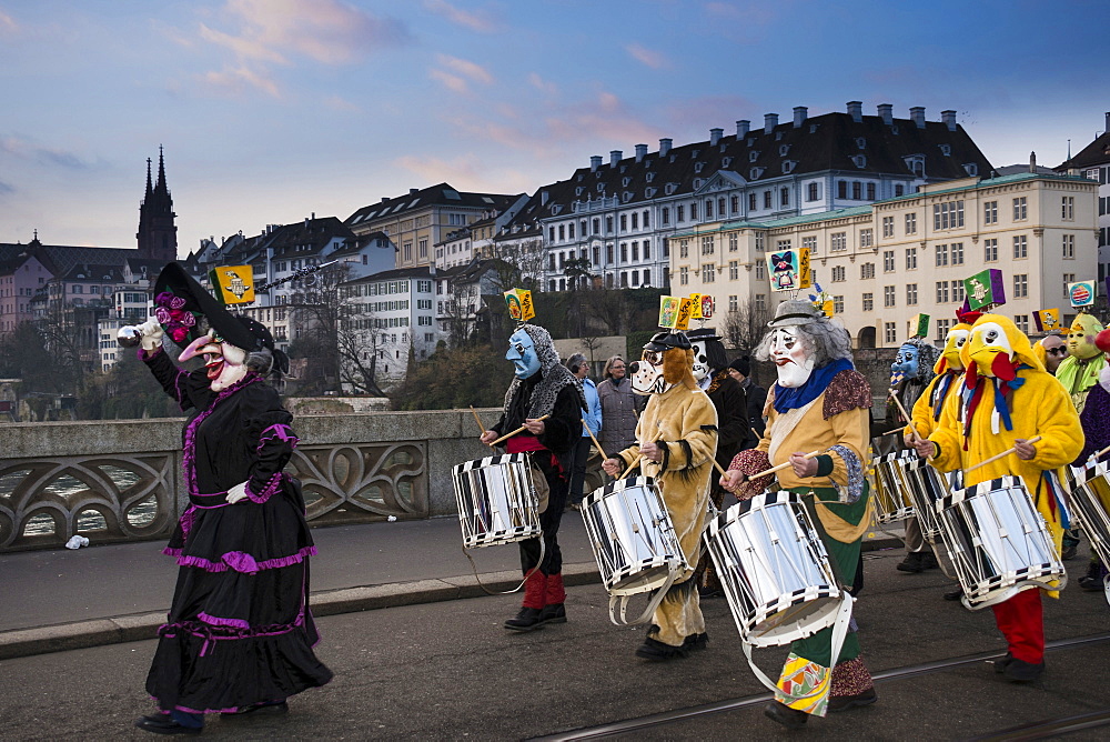 Carnival procession, Morgenstraich, Carnival of Basel, canton of Basel, Switzerland