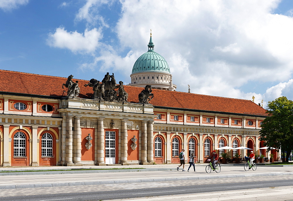 Film Museum with St. Nicholas' church, Nikolai Church, in the background, Potsdam, Land Brandenburg, Germany