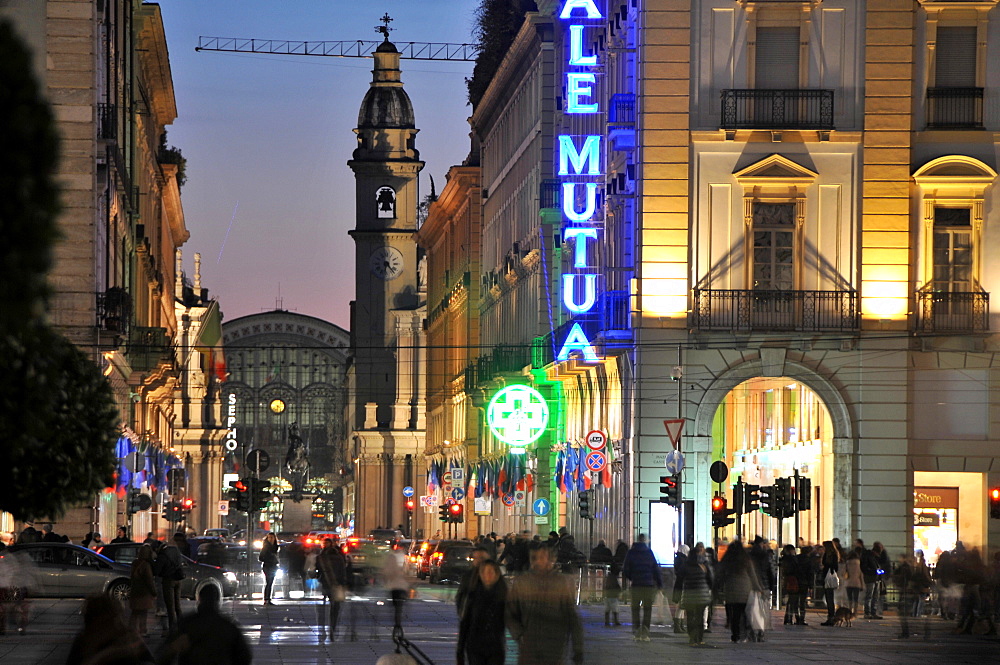 Via Roma from Piazza Castello, Turin, Piedmont, Italy