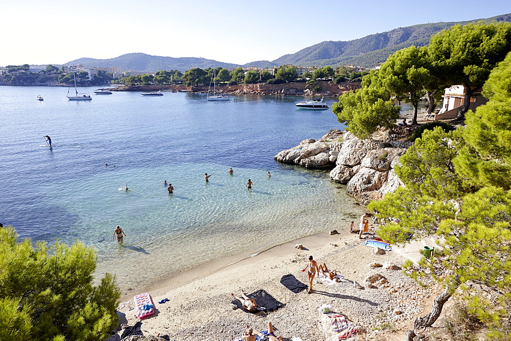 Beach west of Punta Negra H10 Hotel, near Portals Nous, west of Palma, Mallorca, Balearic Islands, Spain