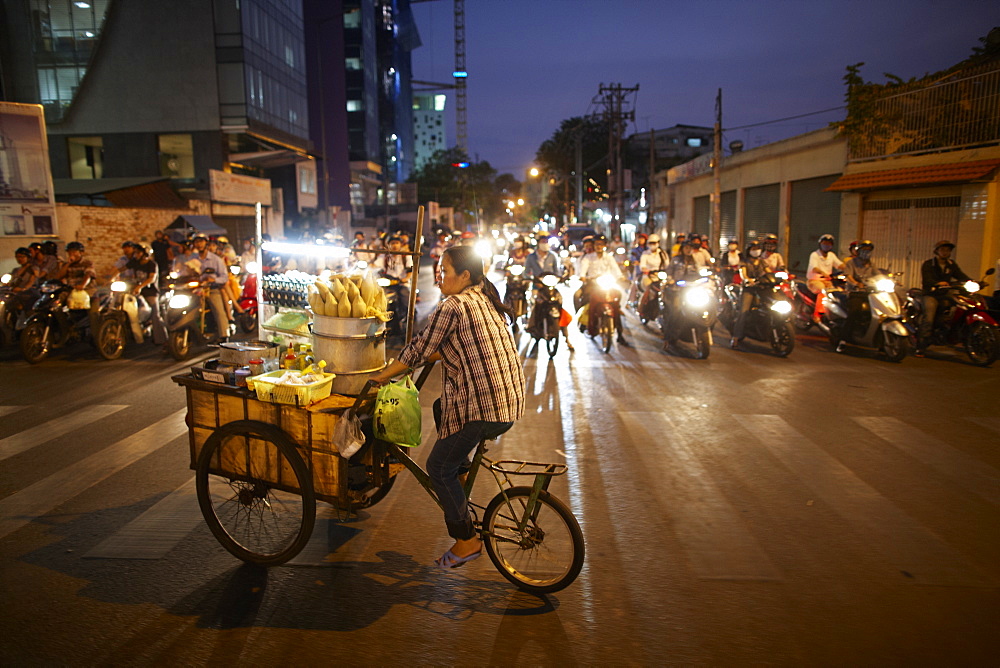 Mobile snack bar in the evening, Ho-Chi-Minh City, Vietnam