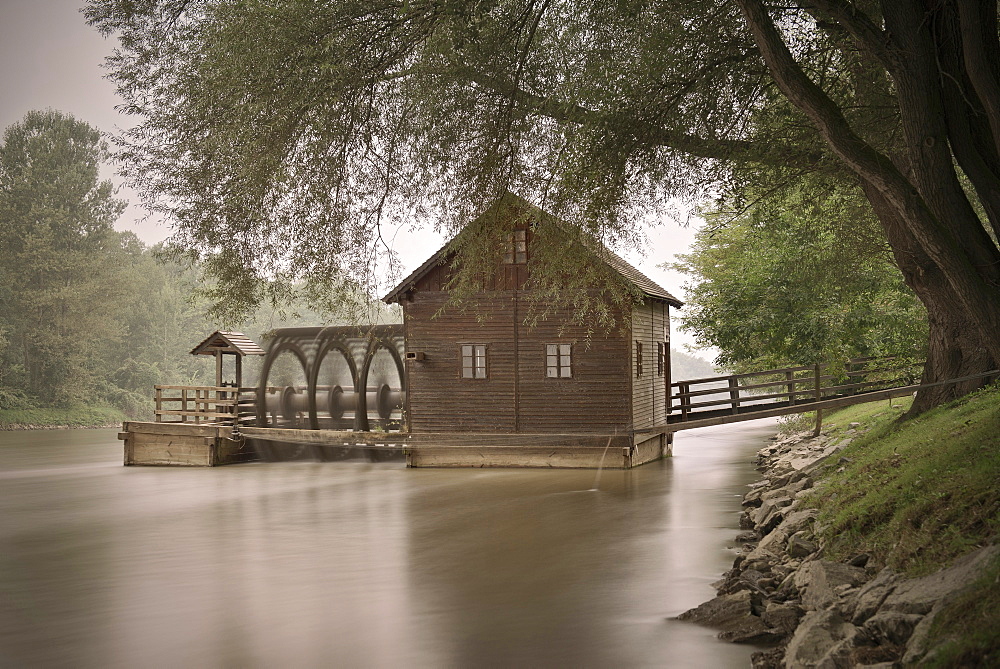 Floating mill at Mura river, Izakovci, Prekmurje, Slovenia