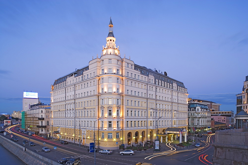 Hotel Baltschug Kempinski in the evening light, Moscow, Russia