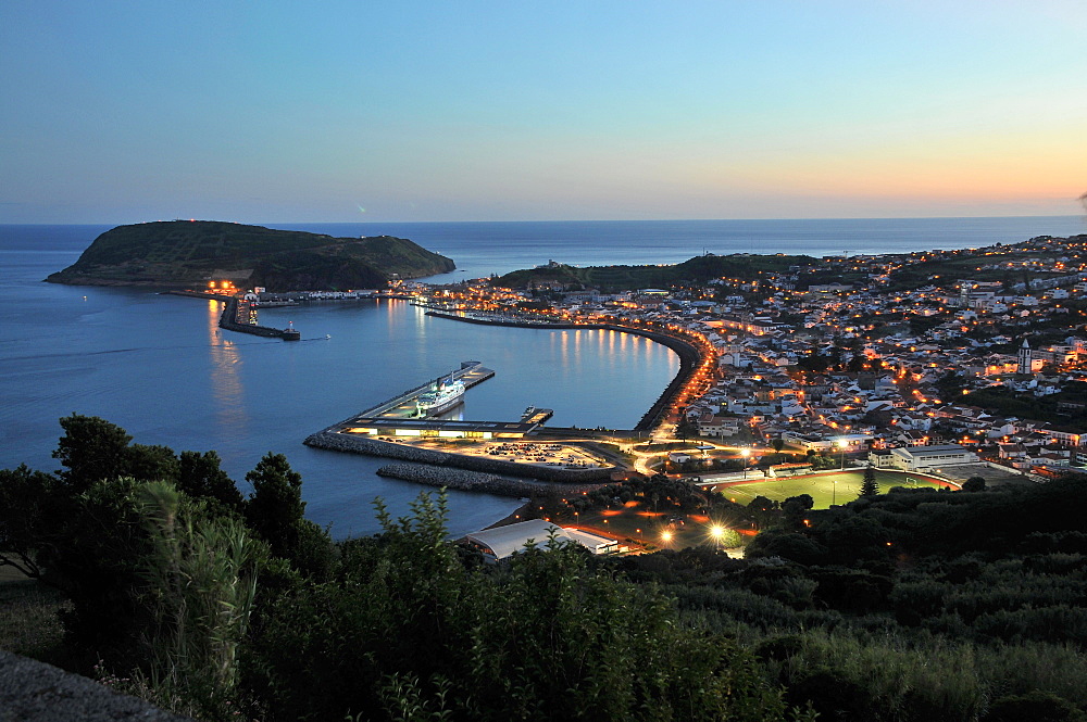 View from Mirdouro Espalamaca to Horta, Island of Faial, Azores, Portugal