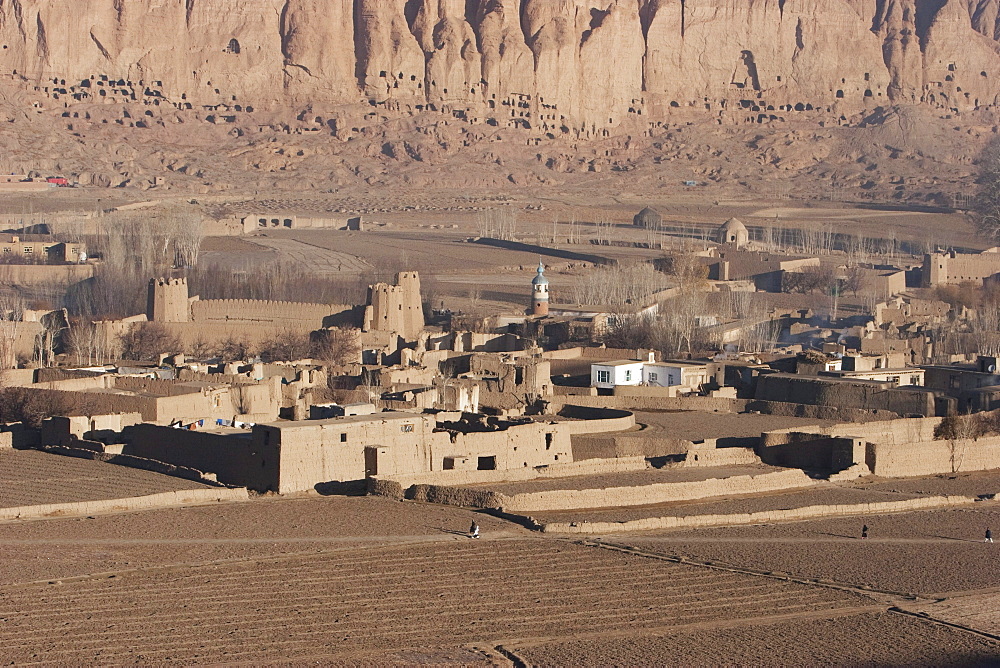 Panoramic view of the town of Bamiyan, Bamian Province, Afghanistan