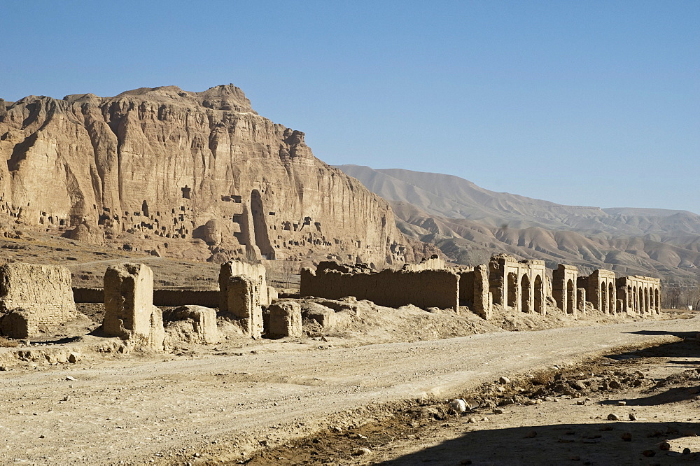 Remains of the old Hazar bazaar destroyed by the Taliban in Bamiyan, Bamian Province, Afghanistan