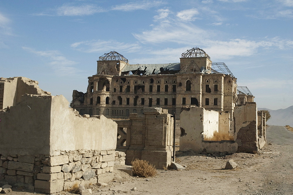 Darulaman Palace was designed for King Amanullah by a French architect in the 1920s; it later became the Defense Ministry, and was the military headquarters during the Russian occupation. .Kabul,, Afghanistan