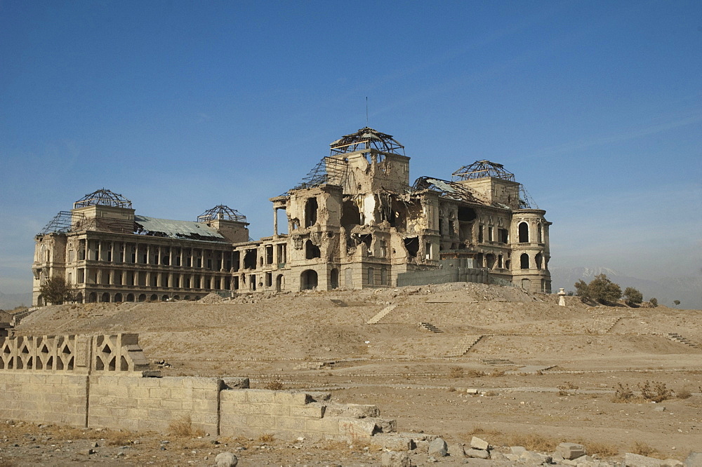 Darulaman Palace was designed for King Amanullah by a French architect in the 1920s; it later became the Defense Ministry, and was the military headquarters during the Russian occupation. .Kabul,, Afghanistan