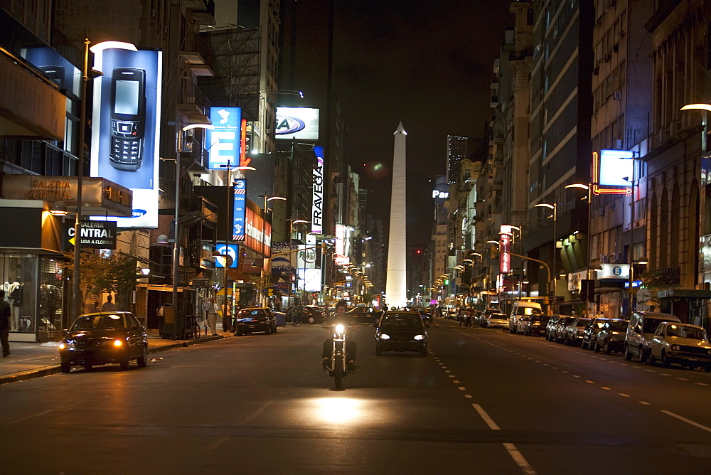 Avenida Corrientes and Obelisk at night, Buenos Aires, Capital Federal, Argentina
