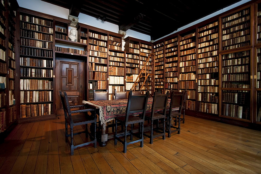 The small library in the Plantin-Moretus House-Workshops-Museum, Antwerp, Belgium