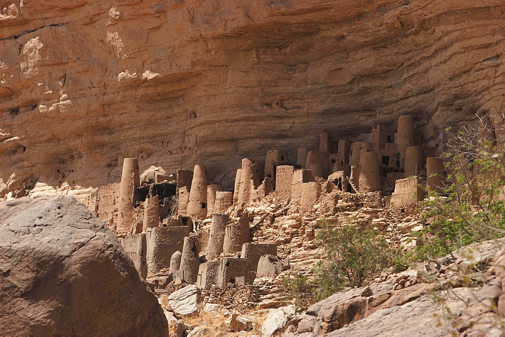 Telem houses set in the Bandiagara Escarpment, Irelli, Mali