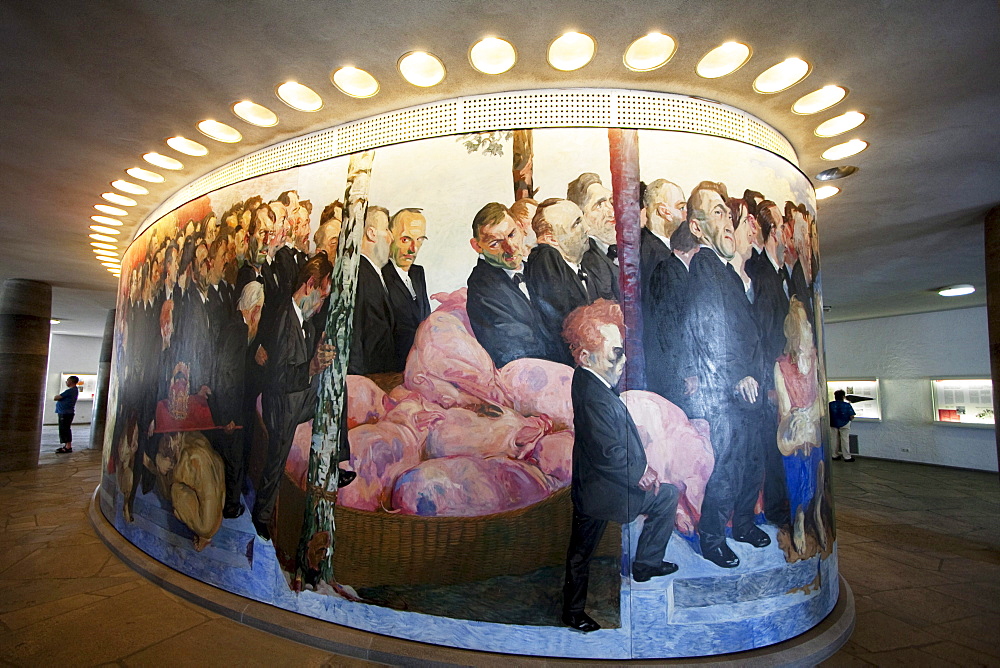 Der Zug der Volksvertreter (The way of the People's representatives, mural by Johannes GrâˆšÂºtzke in the main rotunda of the Paulskirche, Frankfurt am Main, Germany