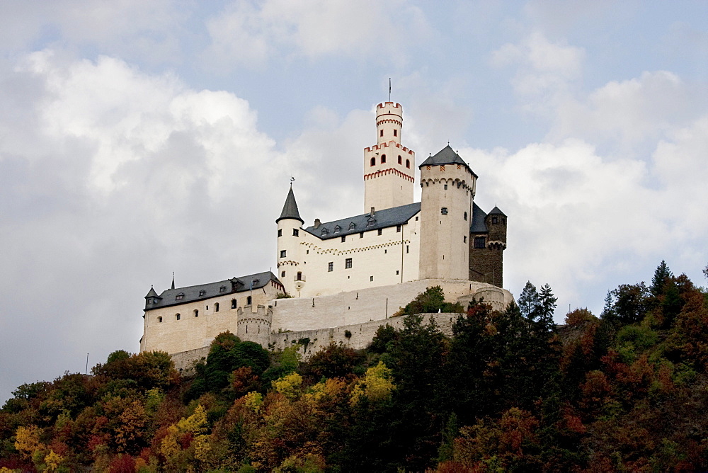 Marksburg Castle, as seen from the Rhine River, Rhineland-Palatinate, Germany