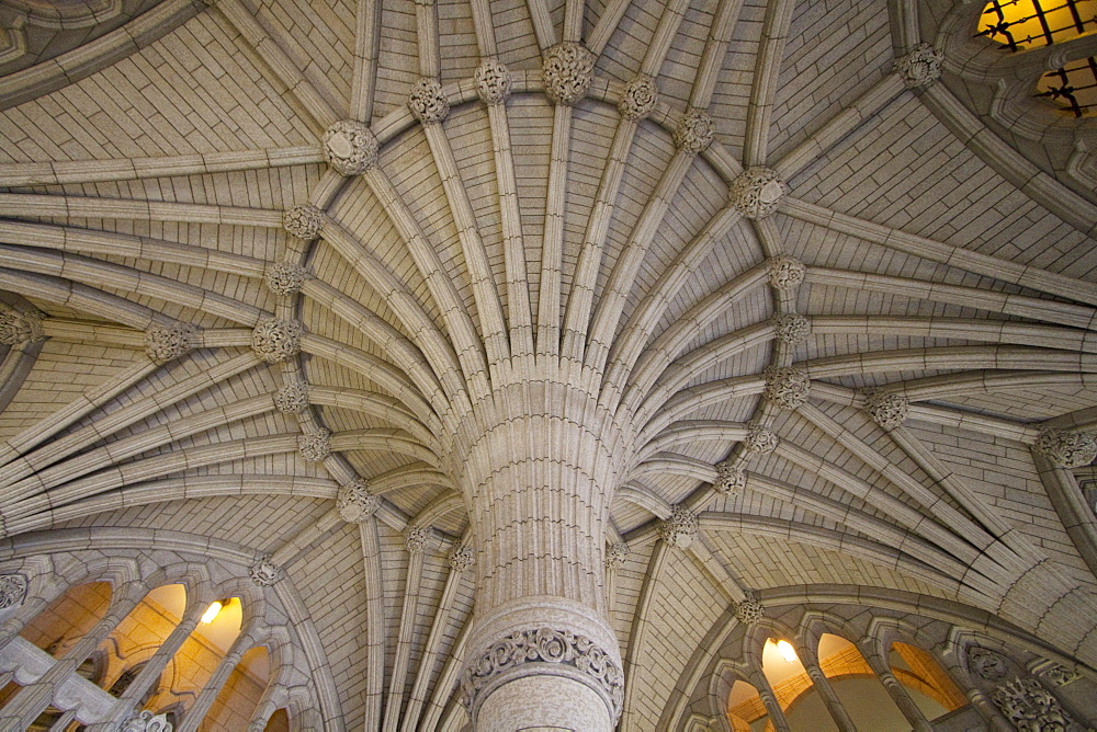 Column and vault of the Confederation Hall at the Parliament Buildings, Ottawa, Ontario, Canada