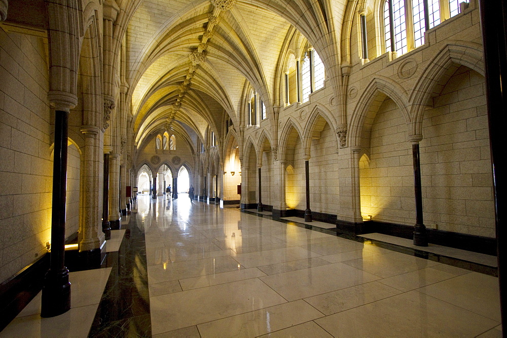 Hallway to the Confederation Hall in the Centre Block of the Parliament Buildings, Ottawa, Ontario, Canada