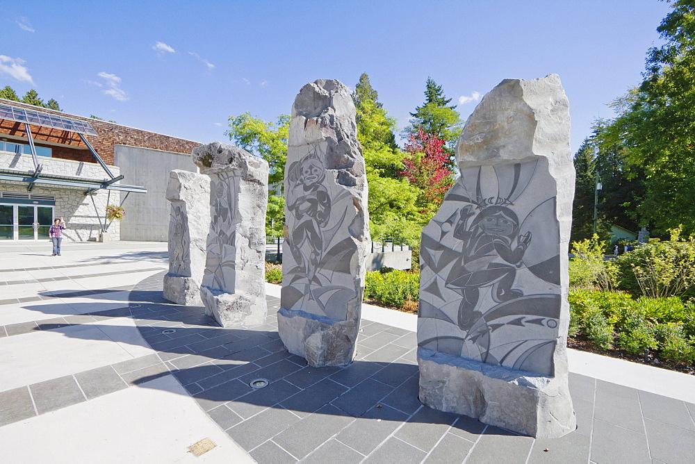 Vitality, sculpture by Coast Salish artist Thomas Cannell at BC Spirit Square by the Shadbolt Centre for the Arts, Burnaby, British Columbia, Canada