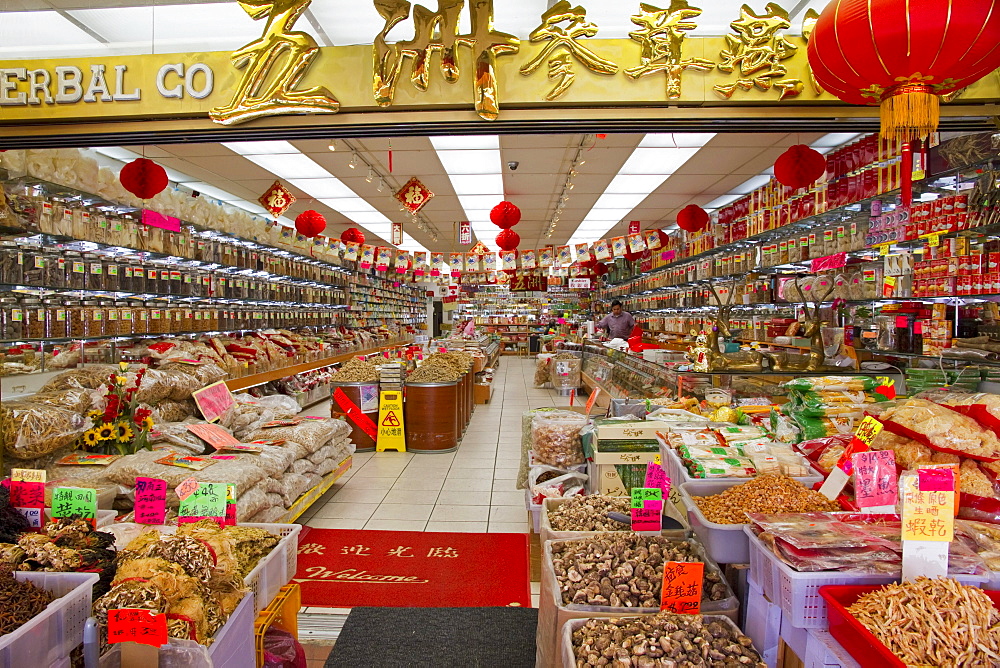 Chinese traditional medicine and herb store in Chinatown, Vancouver, British Columbia, Canada