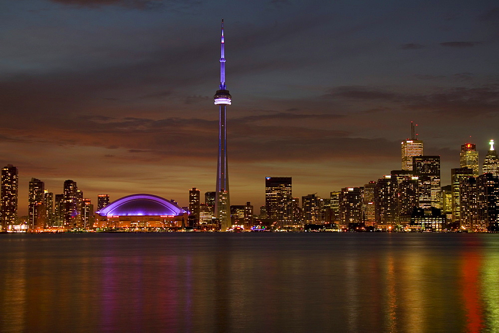 CN Tower and Skyline at Night, Toronto, Ontario